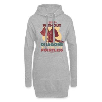 Life Without Dragons Is Possible But Pointless - Hoodie-Kleid - Grau meliert - Vorne