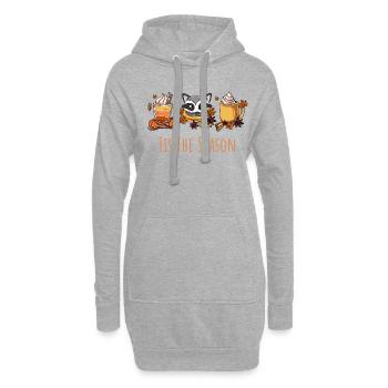 Latte Kaffee Waschbär - Hoodie-Kleid - Grau meliert - Vorne
