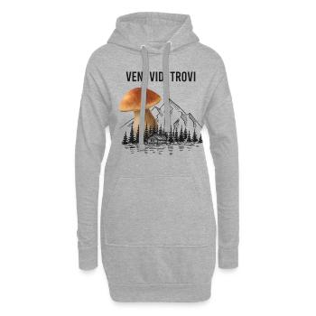 Outfit für Pilzsammler mit Bergen Steinpilz Pilz - Hoodie-Kleid - Grau meliert - Vorne