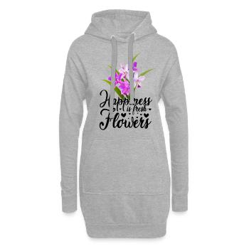 Happiness Is Fresh Flowers Gardener Botancial Plan - Hoodie-Kleid - Grau meliert - Vorne