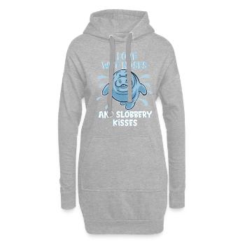 Cold Nose Warm Heart Manatee mollige Seekuh - Hoodie-Kleid - Grau meliert - Vorne