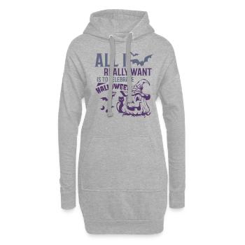 Ich möchte Halloween feiern - Hoodie-Kleid - Grau meliert - Vorne