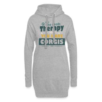 Corgi thérapie dicton amusant pour les amoureux des chiens - Sweat-shirt à capuche long Femme - gris chiné - Devant