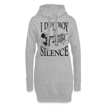 Trompettiste Vintage I Destroy - Sweat-shirt à capuche long Femme - gris chiné - Devant