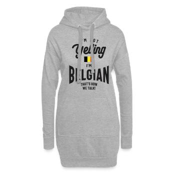 Je ne crie pas Je suis belge drôle Belgian Pride - Sweat-shirt à capuche long Femme - gris chiné - Devant