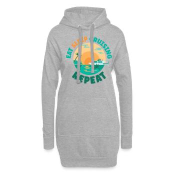 Vacances en bateau de croisière Manger dormir - Sweat-shirt à capuche long Femme - gris chiné - Devant