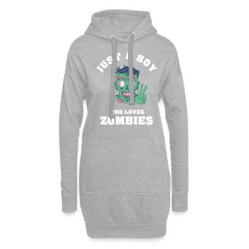 Just A Boy Who Loves Zombies - Hoodie-Kleid - Grau meliert - Vorne