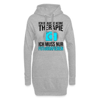 Fotografie Therapie Spruch - Hoodie-Kleid - Grau meliert - Vorne