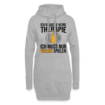 Violine Therapie Spruch - Hoodie-Kleid - Grau meliert - Vorne