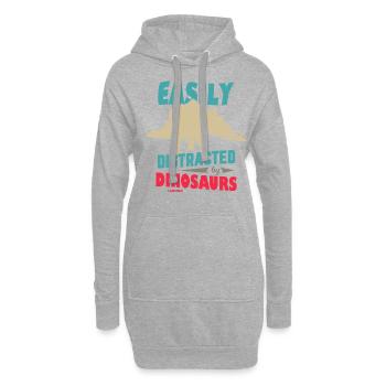 Facilement distrait par les dinosaures - Sweat-shirt à capuche long Femme - gris chiné - Devant