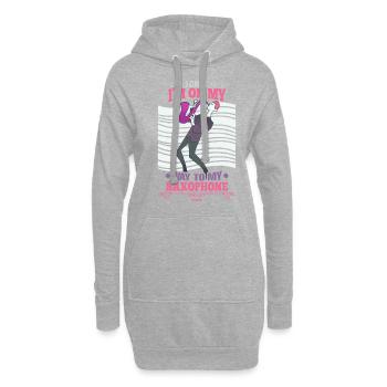 I Can't I'm On My Way To My Saxophone - Hoodie-Kleid - Grau meliert - Vorne