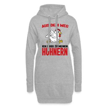 Aus dem weg - ich muss zu meinen Hühnern - Hoodie-Kleid - Grau meliert - Vorne