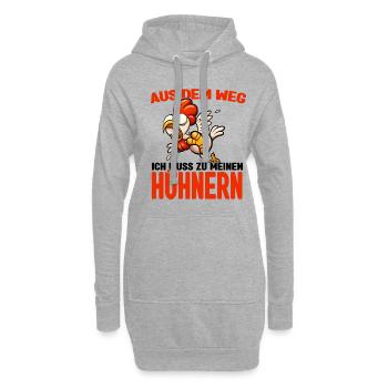 Aus dem weg - ich muss zu meinen Hühnern - Hoodie-Kleid - Grau meliert - Vorne