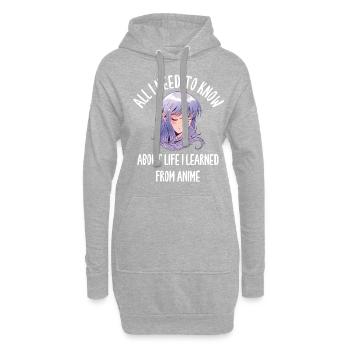Tout ce que je dois savoir sur Life Anime - Sweat-shirt à capuche long Femme - gris chiné - Devant