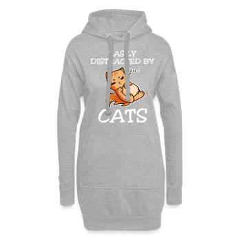 Facilement distrait par les chats - Sweat-shirt à capuche long Femme - gris chiné - Devant