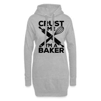 Lustiger Brotbacken-Bäcker - Hoodie-Kleid - Grau meliert - Vorne