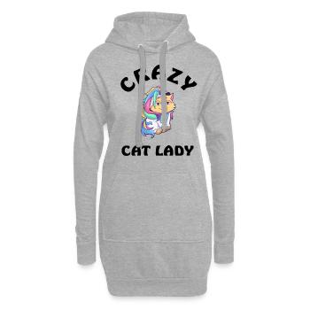 Crazy Cat Lady - Hoodie-Kleid - Grau meliert - Vorne
