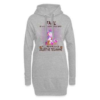 Faul ist ein unpassendes Wort - lustiges Einhorn - Hoodie-Kleid - Grau meliert - Vorne