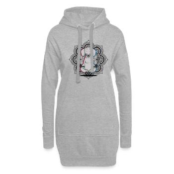 Yoga Dackel Hunde Mandala Lotusblume Meditation - Hoodie-Kleid - Grau meliert - Vorne