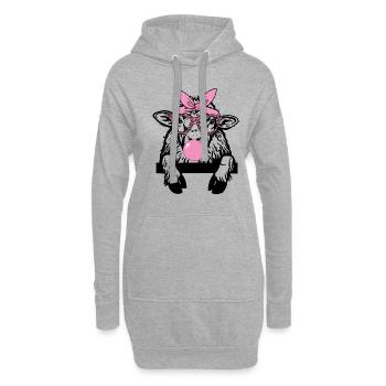 Schaf kaut Kaugummi Blase Schaf mit Kaugummi - Hoodie-Kleid - Grau meliert - Vorne