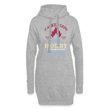 Camping Lagerfeuer Gott Gebet - Hoodie-Kleid - Grau meliert - Vorne