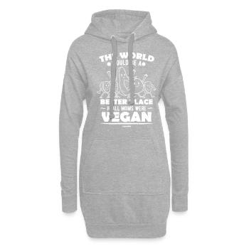 vegane Mutter tolle Welt Veganismus Gemüse - Hoodie-Kleid - Grau meliert - Vorne