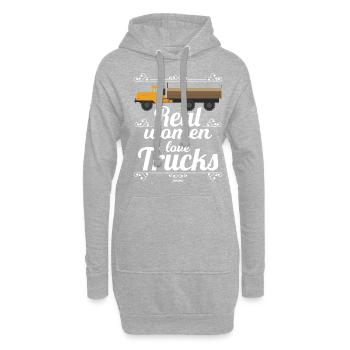 Les vraies femmes adorent les camions - Sweat-shirt à capuche long Femme - gris chiné - Devant