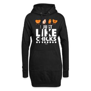 Hühnerstall Huhn Vogel - Hoodie-Kleid - Schwarz - Vorne