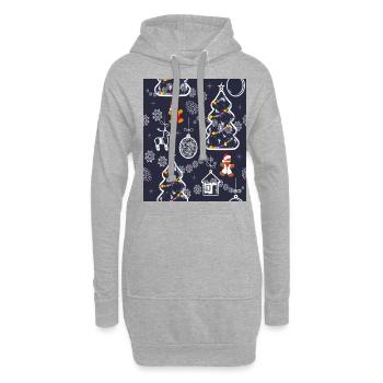 Motif festif sans couture avec arbre de Noël - Sweat-shirt à capuche long Femme - gris chiné - Devant