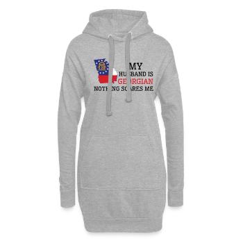 Rien ne me fait peur mari géorgien - Sweat-shirt à capuche long Femme - gris chiné - Devant