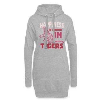 Happiness Is Found In Tigers - Hoodie-Kleid - Grau meliert - Vorne