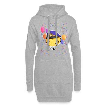 Oiseau d’anniversaire des enfants de la police - Sweat-shirt à capuche long Femme - gris chiné - Devant