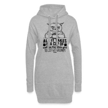 Kaffee Katze schlechte Laune - Hoodie-Kleid - Grau meliert - Vorne