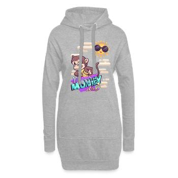 Affe bei schönem Wetter - Hoodie-Kleid - Grau meliert - Vorne