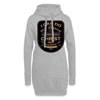 I Can Do All Things Through Christ Who Strengthens - Hoodie-Kleid - Grau meliert - Vorne
