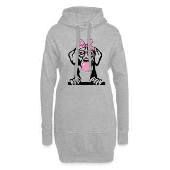 Le chien mâche de la gomme - Sweat-shirt à capuche long Femme - gris chiné - Devant