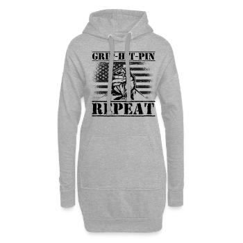 Armwrestler USA-Flaggen-Handdrücken - Hoodie-Kleid - Grau meliert - Vorne