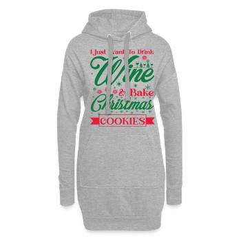 Je veux juste boire du vin et faire des biscuits - Sweat-shirt à capuche long Femme - gris chiné - Devant