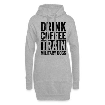 Boire du café train chiens militaires policier - Sweat-shirt à capuche long Femme - gris chiné - Devant