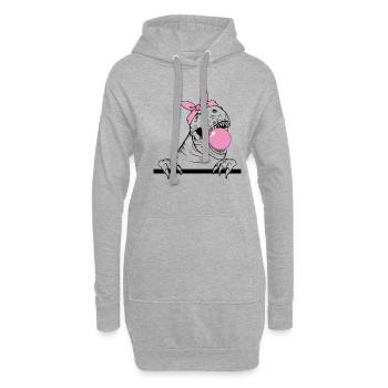 T-Rex mit Kaugummi Dino Dinosaurier kaut Kaugummi - Hoodie-Kleid - Grau meliert - Vorne