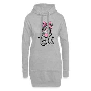 Le tigre mâche de la gomme - Sweat-shirt à capuche long Femme - gris chiné - Devant