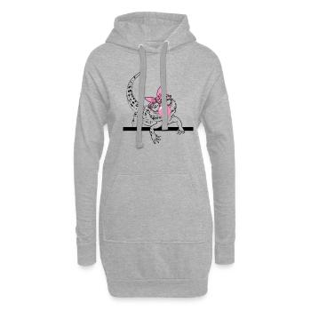 Bärtiger Drache kaut Kaugummi Blase Bartagame - Hoodie-Kleid - Grau meliert - Vorne