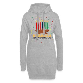 kwanzaa, kinara candle kwanzaa - Hoodie-Kleid - Grau meliert - Vorne
