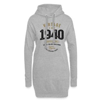 Jahrgang 1940 82. Geburtstag - Hoodie-Kleid - Grau meliert - Vorne
