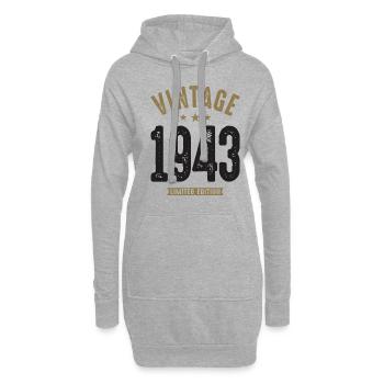 Jahrgang 1943 79. Geburtstag - Hoodie-Kleid - Grau meliert - Vorne