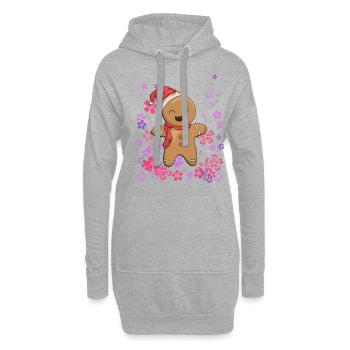 pain d’épices sucré avec des fleurs - Sweat-shirt à capuche long Femme - gris chiné - Devant