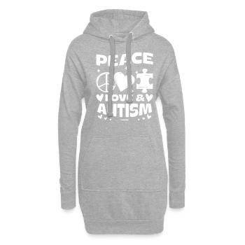Autisme Autisme Conscience Paix Amour - Sweat-shirt à capuche long Femme - gris chiné - Devant