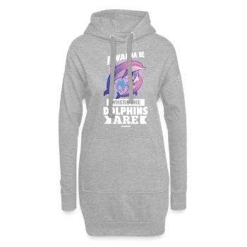 Delfin - Hoodie-Kleid - Grau meliert - Vorne