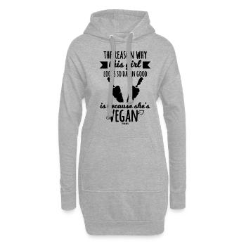 Vegan mère fille végétarienne - Sweat-shirt à capuche long Femme - gris chiné - Devant
