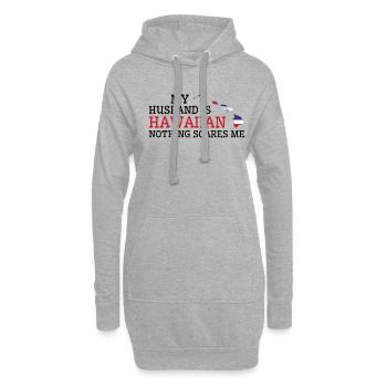 Rien ne me fait peur mari hawaïen - Sweat-shirt à capuche long Femme - gris chiné - Devant